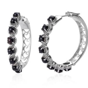 4.86ctw Black Onyx Hoop Earrings in Platinum
